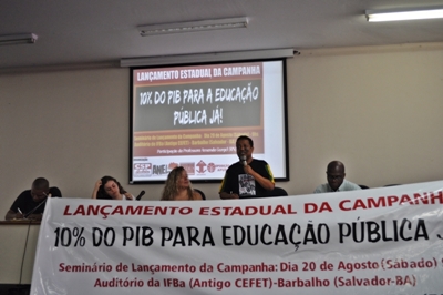 Seminário lança Campanha dos “10% do PIB para Educação Pública Já” no Estado